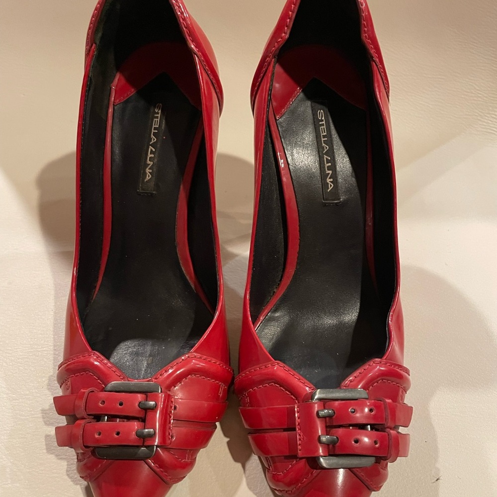 Stella Luna Red Buckle Heels